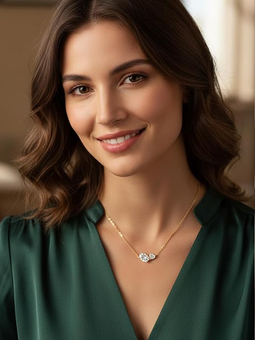 CYW Moissanite/Ruby/Sapphire/Emerald Dainty Pendant Necklace for Women, Novelty Design, Really Authentic Solid 925 Sterling Silver, 16"/18"/20" Adjustable, Birthday Anniversary Valentines Gift