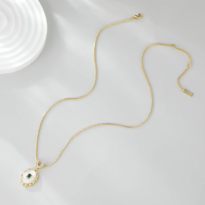Mytys Coin Pendant Necklace for Women 18K Gold and Silver Intertwined Crossover Pendant Two Tone Necklaces Christmas Jewelry Gift