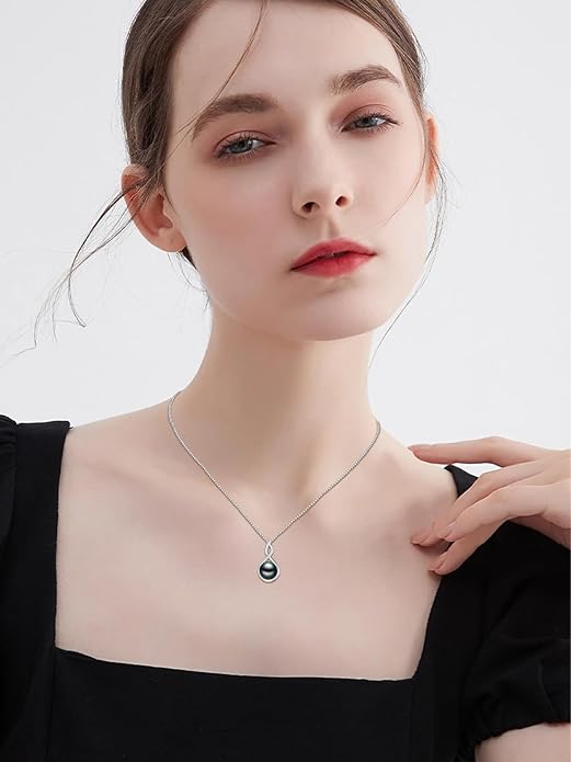 Tahitian Black Pearl Necklace Infinity Gifts for Women Wife Wedding Birthday Anniversary Jewelry Valentines Christmas Day Gifts 925 Sterling Silver