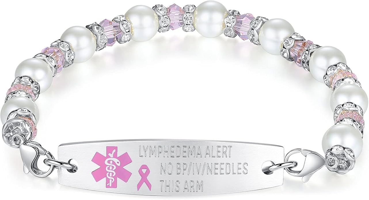 mnmoom 7.5 inch interchangeable Medical id bracelets for Women beads Medical alert bracelets with customize engraving
