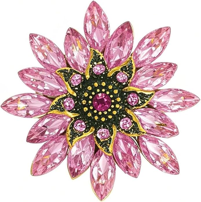 Large Crystal Flower Brooch Pin for Women Red purple pink green Rhinestone Flower Lapel Pin Wedding Party Birthday Dance Banquet Dress Suit Ceremony Clothes Hat Bag Accessories Jewelry