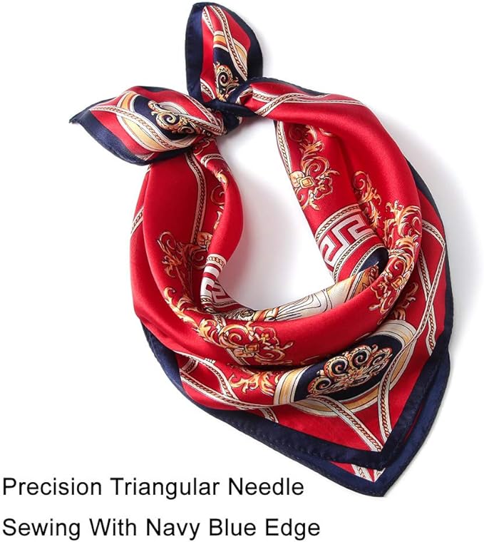 ANDANTINO 100% Mulberry Silk Scarf -21” Lightweight Square Neckerchief – Breathable Digital Printed Scarves with Gift Packed