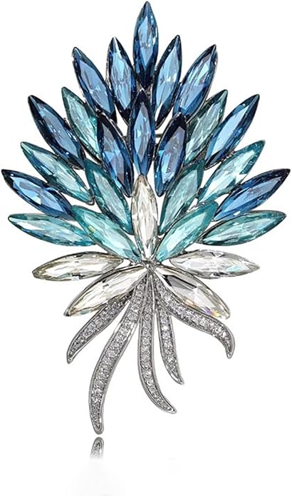 Sparkling Rhinestone Flower Brooch Pin Premium Blue Purple Crystal Flower Brooch Lapel Pins Vintage White Rose Broochs Clothes Hat Bag Dress Clothing Jewelry for Women