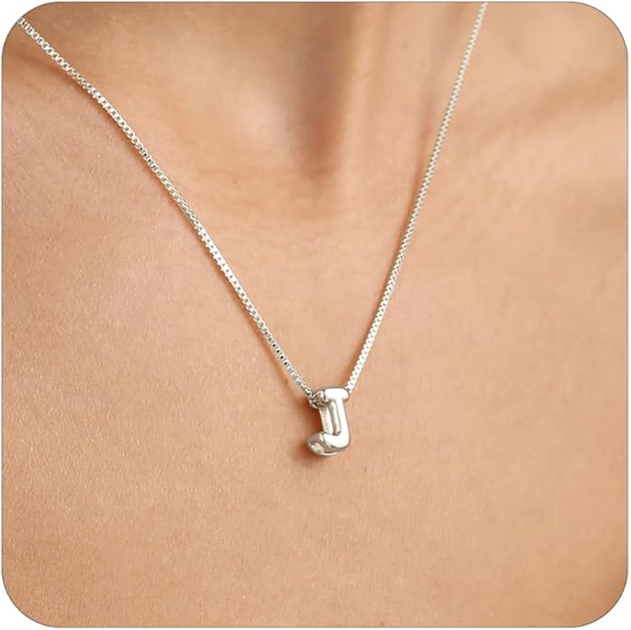 Bubble Gold Letter Necklace for Women, 14k Gold Plated Balloon Initial Necklace, Dainty Gold Necklace for Women, Personalized Bubble Pendant Name Necklace, Fashion Accessories Trendy Jewelry