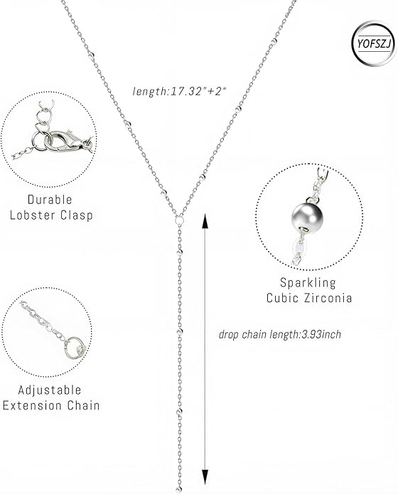 14K Gold Plated Y Necklace for Women – Dainty Lariat Long Pendant Chain, Layered Drop Necklace for V Neck Dress, Simple Sexy Cleavage Jewelry Gifts for Women