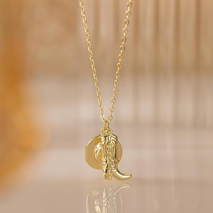 Gold Necklace for Women-14K Gold Plated Bow,Dragon,Shell, Palm Tree, Seahorse, Conch Shell,Sardines, Cowboy Boot,Bat,Bunny Pendant Beachy Jewelry for Women Gifts