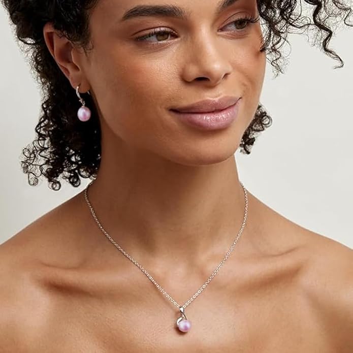 The Pearl Source 9.0-9.5mm Freshwater Pearl Pendant Necklace for Women - Cultured Pearl Necklace with Infinity Design | 14K Gold Plated 925 Sterling Silver Necklace with 16"-20" Adjustable Chain