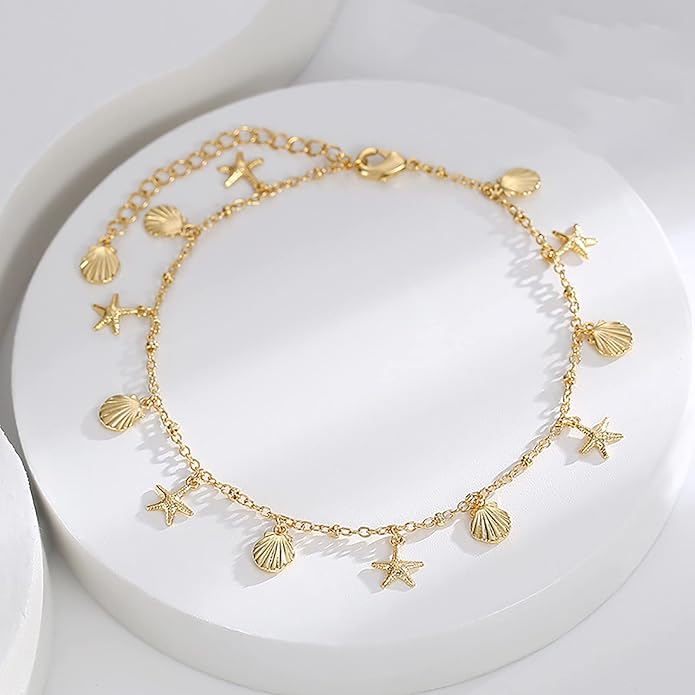 Lit Wall Gold Anklets for Women 18K Gold Plated Adjustable Summer Simple Foot Jewelry Ankle Bracelet for Women