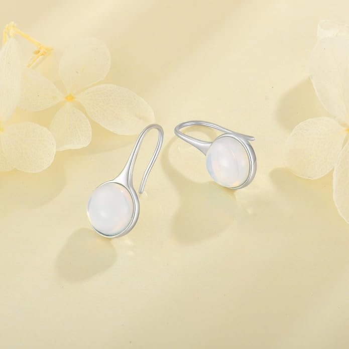 Opal Earrings 925 Sterling Silver Hook Drop Teardrop Gemstone Earrings October Birthstone Dangle Earrings Jewelry Gift for Women