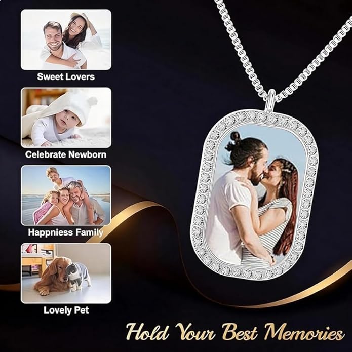 CLYLIFE Picture Necklace Personalized Photo,Custom Disc/Heart Pendant for Men Women Dad Mom Customized Necklace with Chain Photos Memorial Gifts for Mother's Day, Birthday, Anniversary