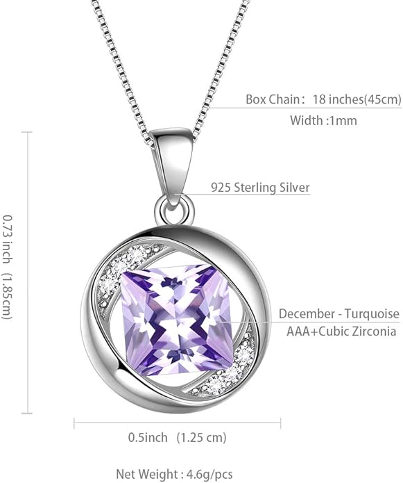 Aurora Tears 925 Sterling Silver 12 Birthstones Necklace/Earring/Ring/Bracelet Women Birthstone Pendant Crystal Fashion Birthday Jewelry Christmas Gift for Girls Women