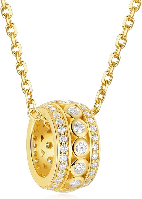 D Color 0.53ct/1.24ct/1.72ct/1.2ct Moissanite Necklace for Women Men, 925 Sterling Silver Chunky Circle/Triangle/Square Pendant, Birthday Christmas Valentines Jewelry, 16-20 Inch Box Chain Adjustable