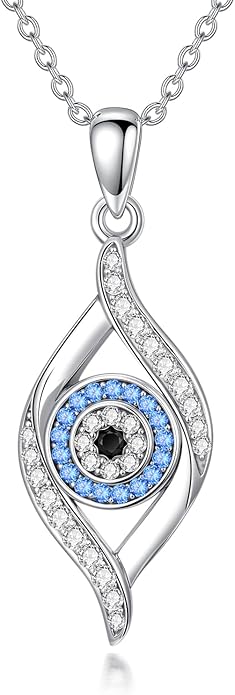 Evil Eye Necklace 925 Sterling Silver Nazar Eye Pendant Necklace Protection Amulet Jewelry Gifts for Women Men