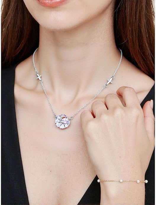Women's Silver Necklace, 925 Sterling Silver Necklace - Exquisite Silver Jewelry for Women - Heart Pendant Silver Necklace - Birthday, Anniversary, Valentine's Day Gift for Women, Wife, Mom