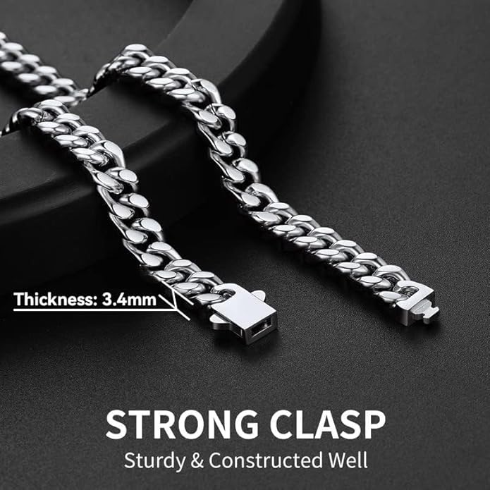 ChainsHouse Stainless Steel Mens Cuban Link Chain, Black/ 18K Gold Plated Miami Cuban Chain Necklace, 5mm/7mm/9mm/12mm/14mm Width, No Tarnish& Durable Hip Hop Mens Jewelry, 18"-30", Send Gift Box