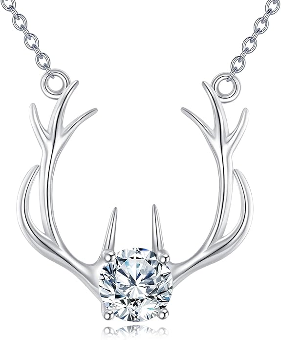Moissanite Necklace for Women 925 Sterling Silver Eternal Pendant 1ct Lab Diamond Necklace Jewelry Gifts for Wife Girlfriend Mom