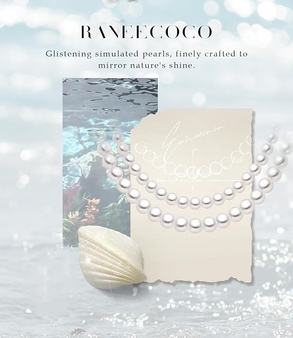 Raneecoco HYPER LUSTER Sterling Silver Round Simulated Pearl Necklace for Women | Dainty Choker or Long Pearl Necklace | Gift Ready for Wedding
