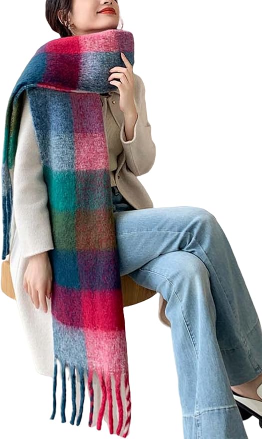 Wander Agio Winter Women Warm Scarf Long Shawl Large Scarves Cold Weather Thick Blanket Scarfs Colorful Plaid