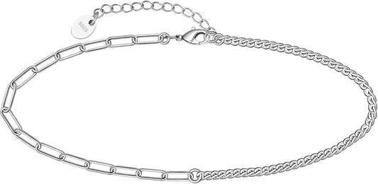 CHIC & ARTSY 925 Sterling Silver Ankle Bracelet Multilayer Anklets for Women Satellite, Star, Cross, Circle, Butterfly, Teardrop, Oval Disk Layered Anklet Beach Jewelry