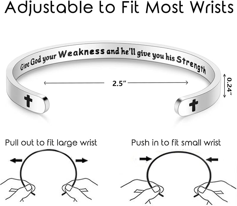 TONY & SANDY Inspirational Bracelets for Women Teen Girls Personalized Gifts for Daughter Granddaughter Mom Sister Friends Stainless Steel Engraved Cuff Birthday Easter Christmas