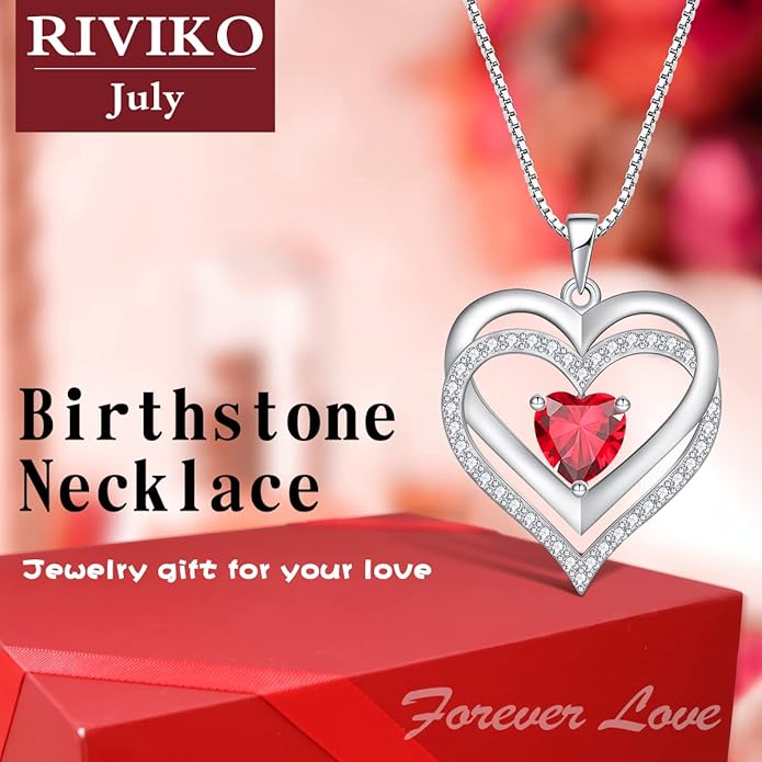 RIVIKO Infinity Heart Symbol Necklace for Women 925 Sterling Silver Love Heart Pendant Valentine's Day Mother's Day Anniversary Birthday Christmas Jewelry Gifts for Women Mom Wife Sister Her Friends