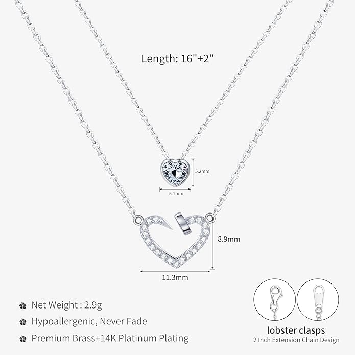 Copper Alloy 14K Gold Plated | 14K Platinum Plated Necklace for Women Double Layer Pendant Necklace Fashionable Multi-Layer Jewelry