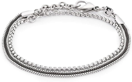Galis Mens Bracelet - Cuban Link or Box Chain Layered Chain For Men - Premium Stainless Steel, Gift for him, Gold, Silver, Black Bracelet For Men 7-8" Size, 3-5mm Thick