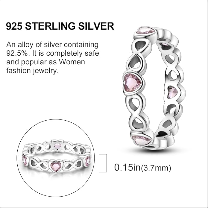 NARMO 925 Sterling Silver Rings for Women Evil Eyes Rings Entwined Line Cubic Zirconia Rings Simple Stackable Finger Rings Engagement Ring Personality Rings Size 6-9