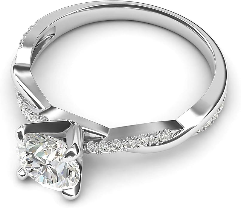 Sterling Silver 4-Prong Petite Twisted Vine Simulated 1.0 CT Diamond Or Moissanite Engagement Ring Promise Bridal Ring