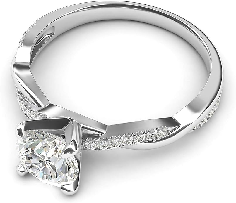 Sterling Silver 4-Prong Petite Twisted Vine Simulated 1.0 CT Diamond Or Moissanite Engagement Ring Promise Bridal Ring