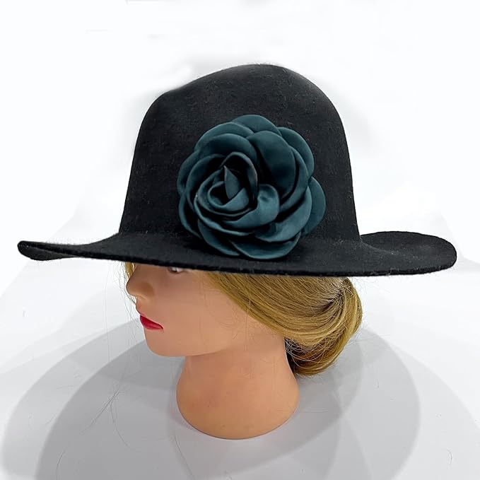 Sanrich Women's Brooches 4pcs Rose Flower Hair Clip Mexican Hair Flowers Clips Hairpin Brooch Tea Party Hats Headpieces (blackish green)