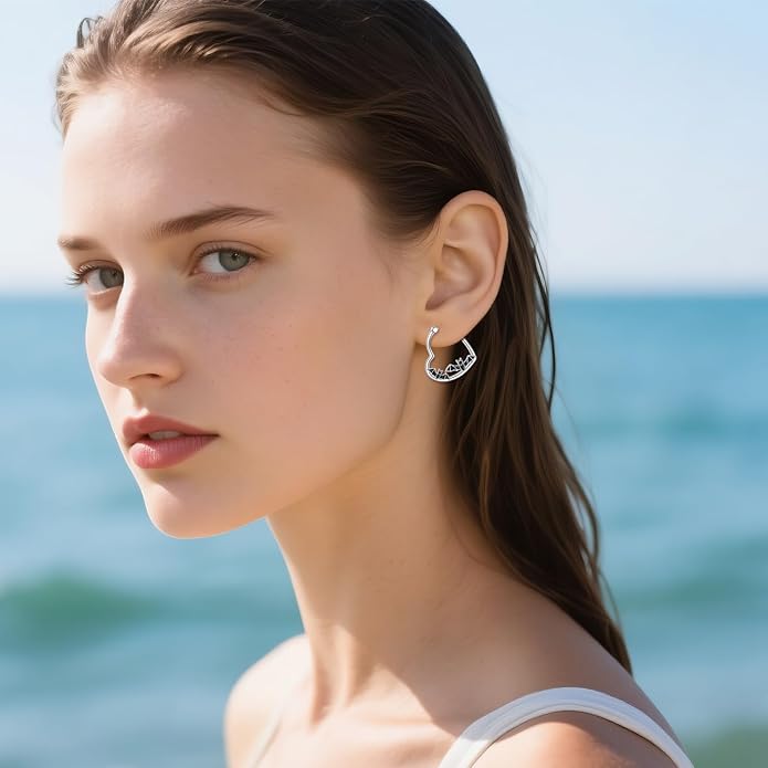 YFN Animal Earrings Sterling Silver Animal Heart Hoop Dangle Earrings Cute Jewelry Gifts for Women