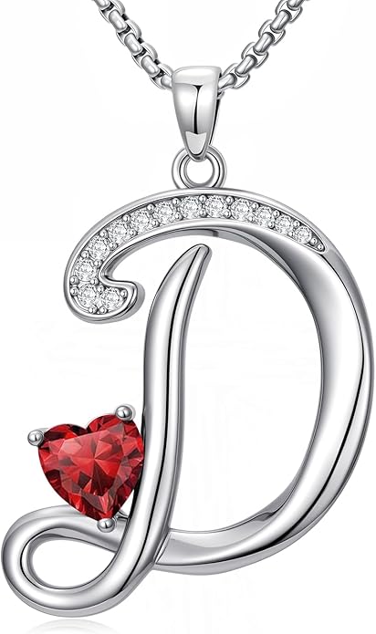 Christmas Gifts for Women Alphabet A to Z Initial Birthstone Pendant Necklaces for Women - 18k White Gold Plated Personalized Name Jewelry Valentine Mothers Day Birthday Gifts for Women Her Girlfriend