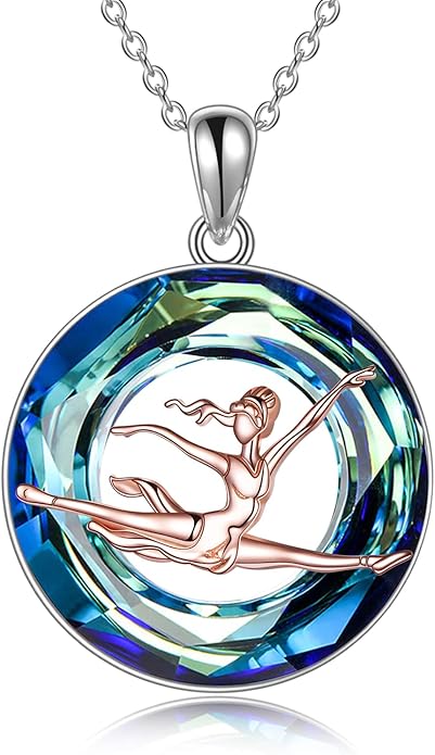 POPLYKE Sports Gifts for Girls Sterling Silver Gymnastics/Ballerina/Piano/Reading Heart-Shaped Pendant Necklace for Women
