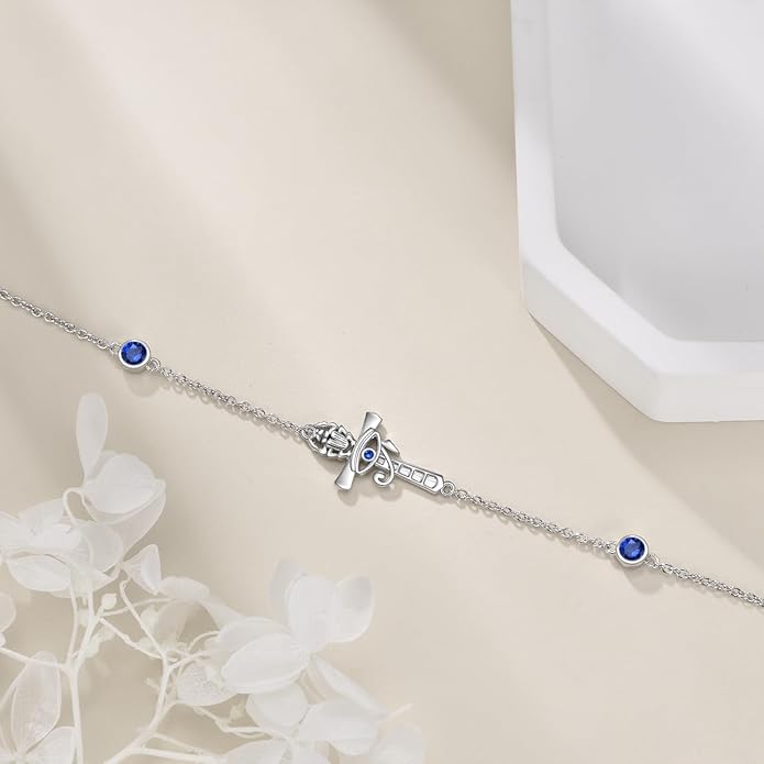 YFN Cross Bracelet Sterling Silver Religious Cross Bracelet Jewelry Gift for Women Men