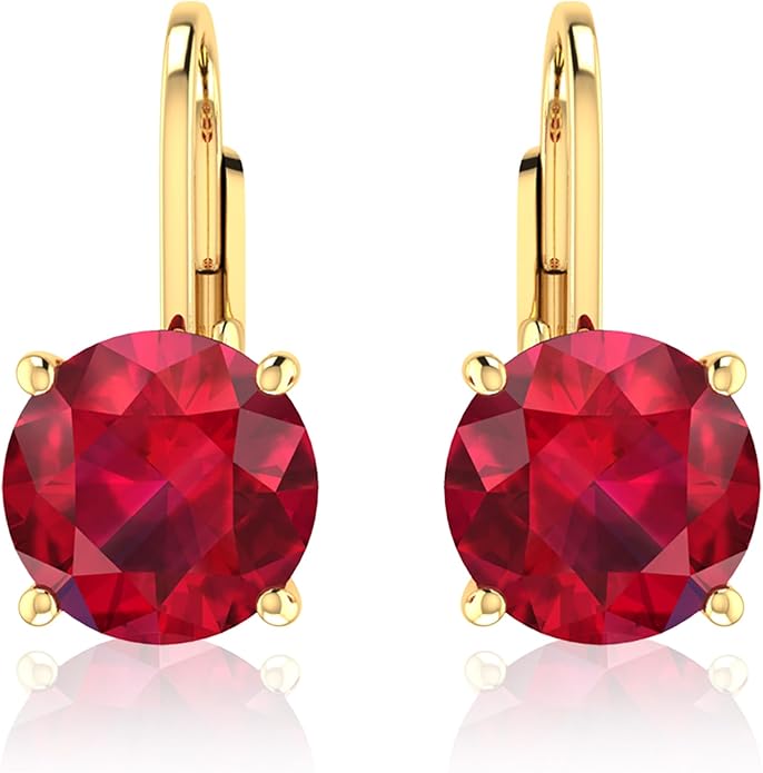 Women’s 14k Solid Gold Drop Dangle Earrings Lever Back Design with Natural Birthstone Gemstones Hypoallergenic Jewelry Collection Ideal Gifts for Wedding Anniversary