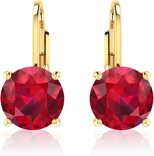 Women’s 14k Solid Gold Drop Dangle Earrings Lever Back Design with Natural Birthstone Gemstones Hypoallergenic Jewelry Collection Ideal Gifts for Wedding Anniversary