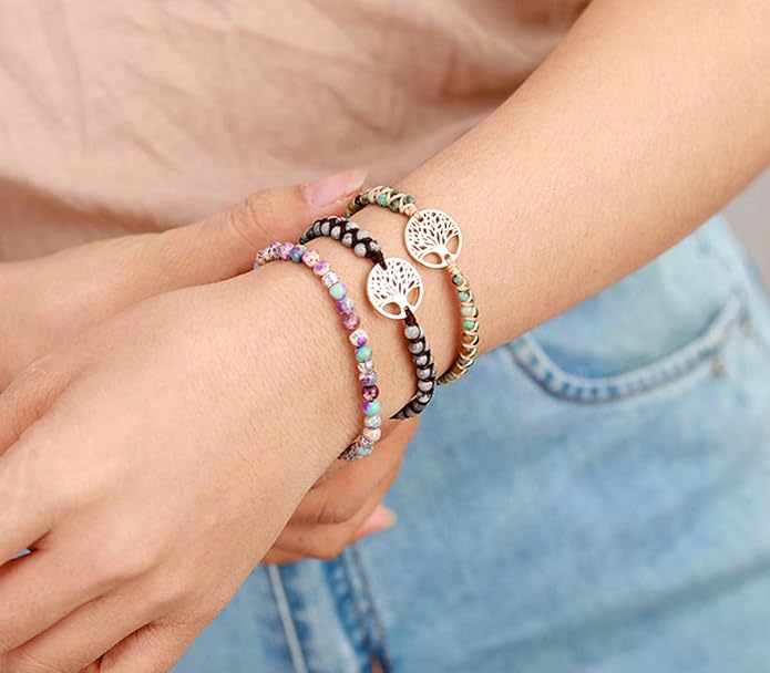 ZOSOJONA Boho Handmade Natural Stone Wrap Bracelets Turquoises Crystal Beads Bracelet Jewelry