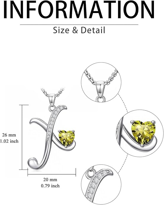 Christmas Gifts for Women Alphabet A to Z Initial Birthstone Pendant Necklaces for Women - 18k White Gold Plated Personalized Name Jewelry Valentine Mothers Day Birthday Gifts for Women Her Girlfriend