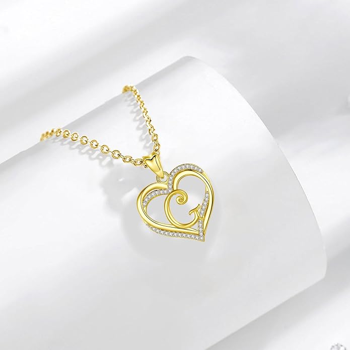 INFUSEU Unique Initial Necklaces for Women Girls Small Heart Letter Jewelry, Meaningful Personalized Gifts