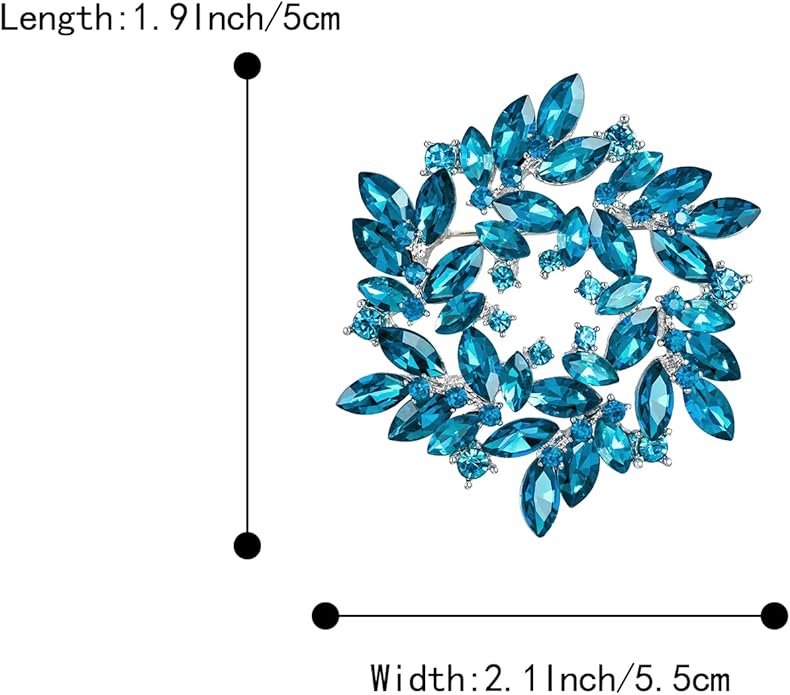BriLove Austrian Crystal Rhinestone Elegant Flower Marquise Wreath Brooches for Women