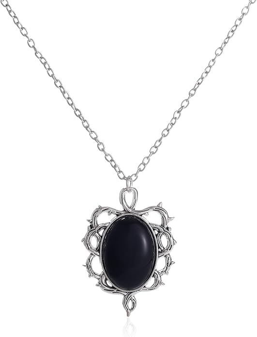MIFYNN Gothic Stardust Crystal Cameo Necklace Red Purple Crystal Pendant Necklace Vintage Satan Demon Halloween Jewelry for Women