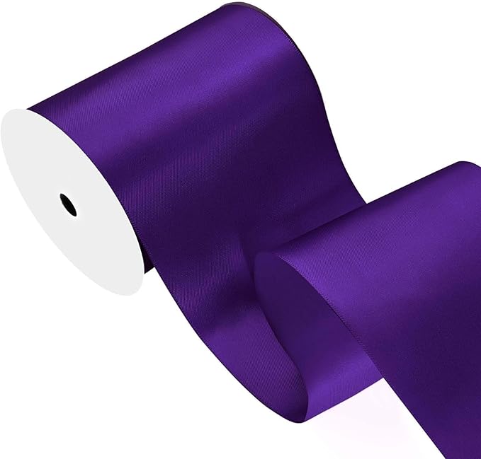 LEEQE Purple Satin Ribbon 4 inch X 15 Yards Polyester Ribbon for Gift Wrapping Very Suitable for Weddings Party Hair Bow Invitation Decorations and More
