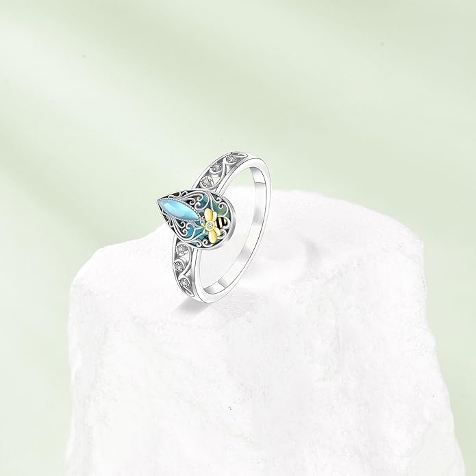 ONEFINITY Dragonfly Filigree Ring Sterling Silver Rings Gifts for Women Jewelry