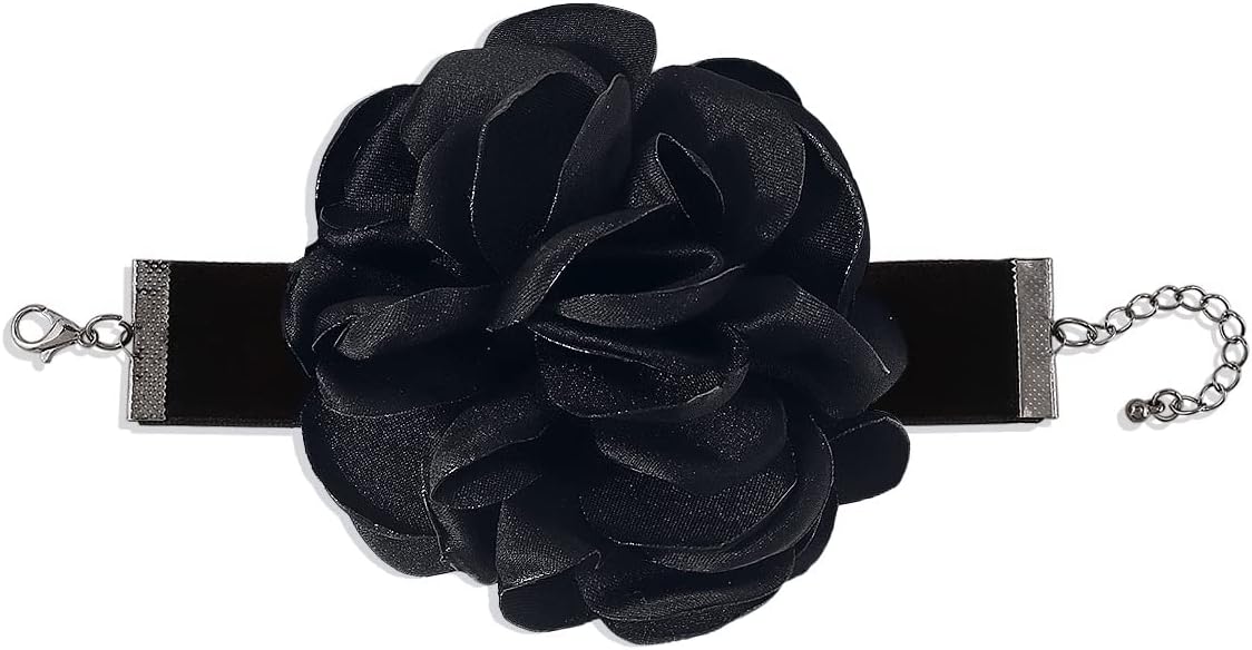 Flower Choker Necklace for Women Vintage Rose Flower Necklace Velvet Ribbon Camellia Floral Choker Necklaces Elegant Summer Necklace Jewelry for Retro Weddings 90s Costume Parties Holiday