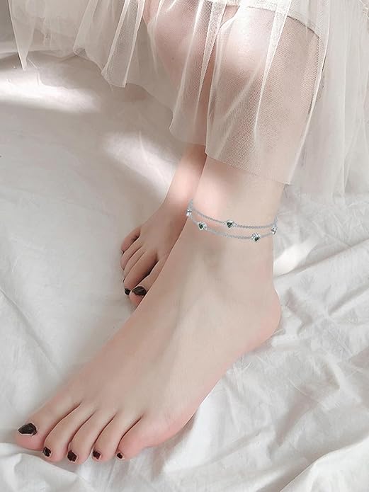 Dorunmo Heart Birthstone Anklet Bracelets for Women 925 Sterling Silver Birthday Jewelry Best Mother's Day for Women Wife