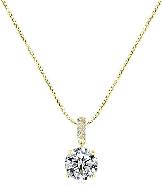 SUNFEEL Sterling Silver Necklaces 2 Carats Cubic Zirconia Necklace Dainty Jewelry Gifts for Mom Wife Girlfriend Bridal for Prom Wedding Anniversary Birthday