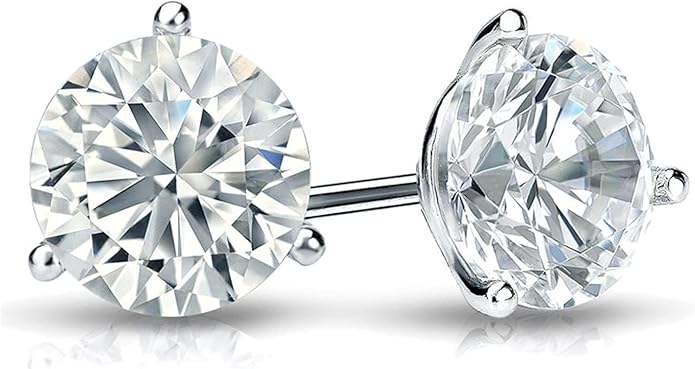 The Diamond Deal IGI Certified .50ct to 5.00 Carat Round Brilliant Lab-Grown Diamond 3-Prong Stud Earrings in 14k Yellow, White or Rose Gold With Push Back Closure