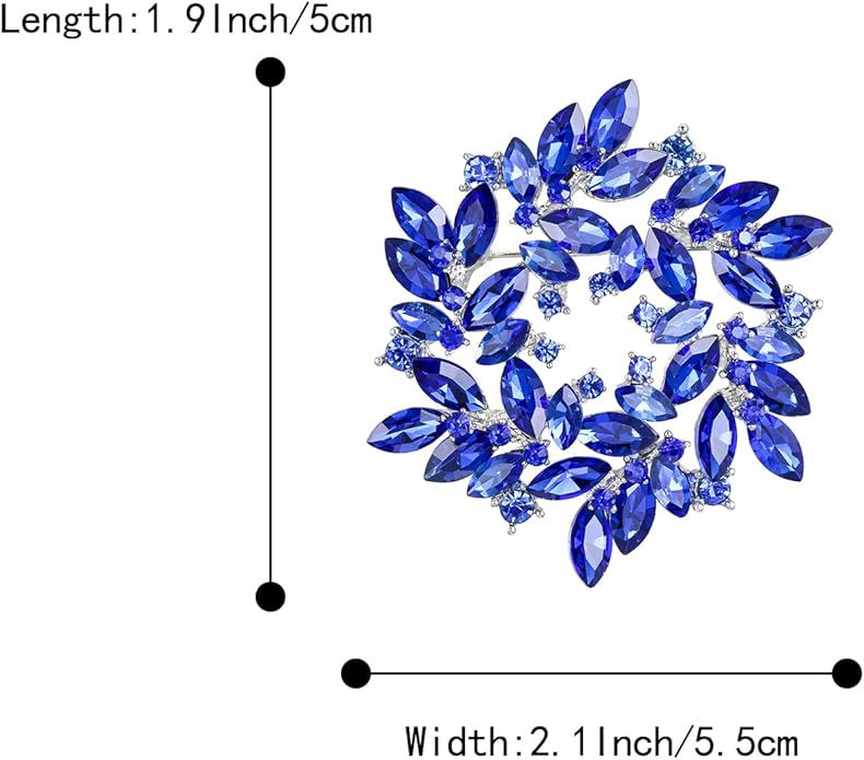 BriLove Austrian Crystal Rhinestone Elegant Flower Marquise Wreath Brooches for Women