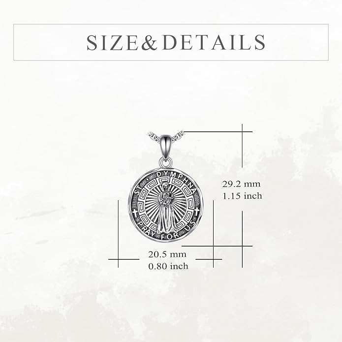 YFN Patron Saint Necklace Sterling Silver Amulet Medal Pendant Religious Protector Jewelry Gifts for Women Men